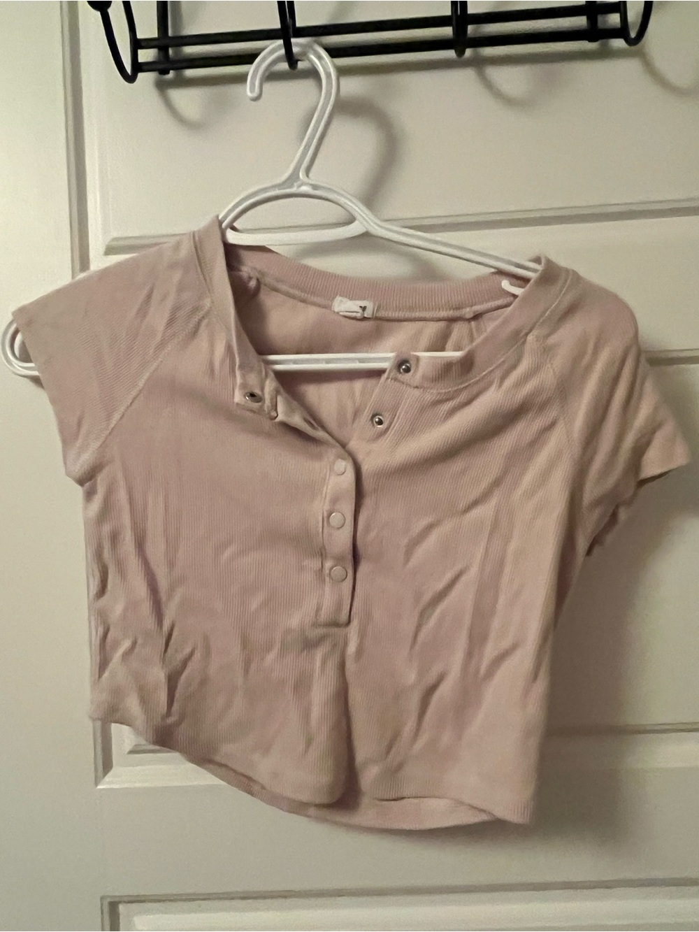 Garage Blush Crop Henley Top